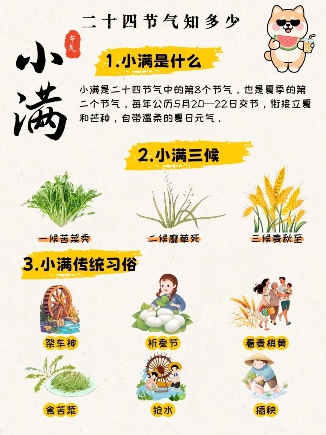 夏意渐浓，小满悄然而至啦～
作为二十四节气第8个节气、夏季第2个节气，它没有夏至