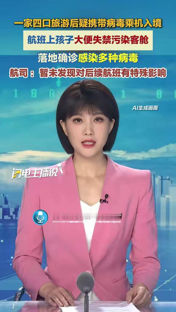 孩子在航班上突然失禁，客舱被污染，一家四口旅游途中已有人发热腹泻，仍疑似乘机返程