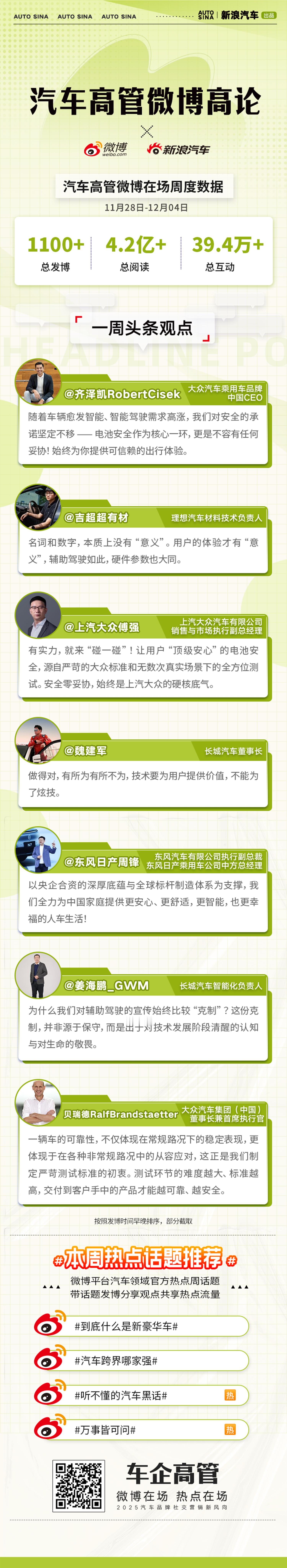 以安全为核心探寻发展路径，以可靠技术与真实体验共同塑造未来汽车方向。汽车高管微博