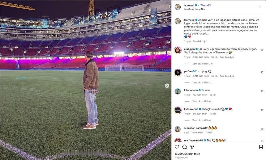 梅西的一次意外回访让社交媒体沸腾起来，他突然回到诺坎普球场访问，令许多巴塞罗那市