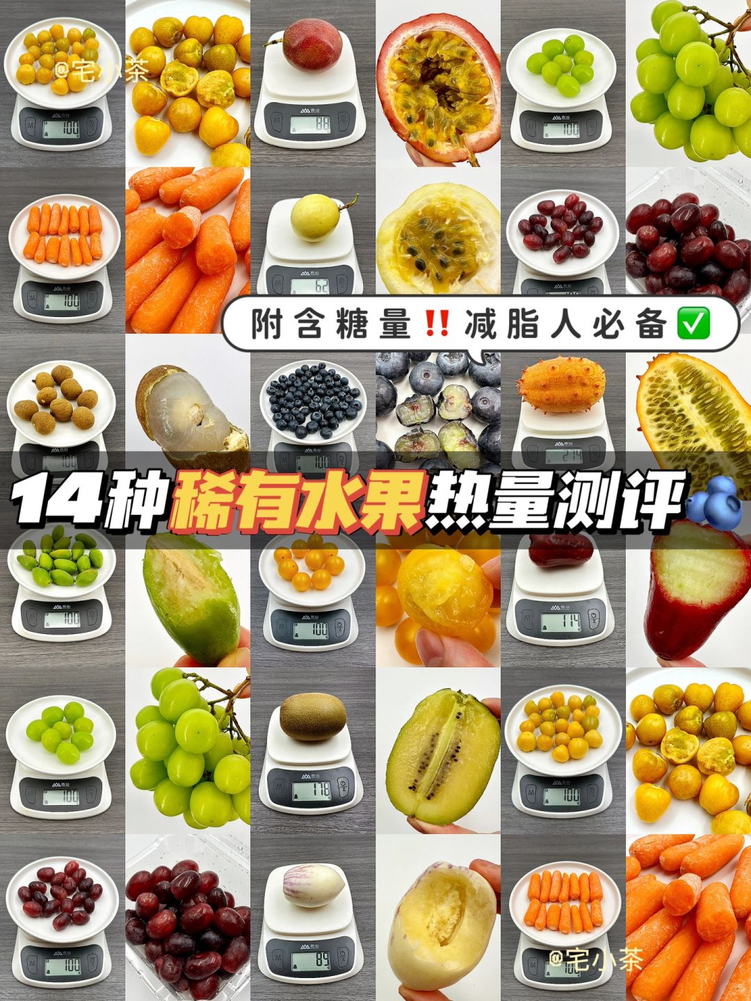 14种稀有水果热量测评🫐附含糖量‼️减脂人进