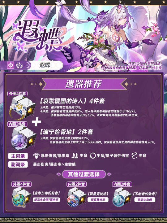 遐蝶培养攻略｜遗器/光锥/配队/技能/材料
