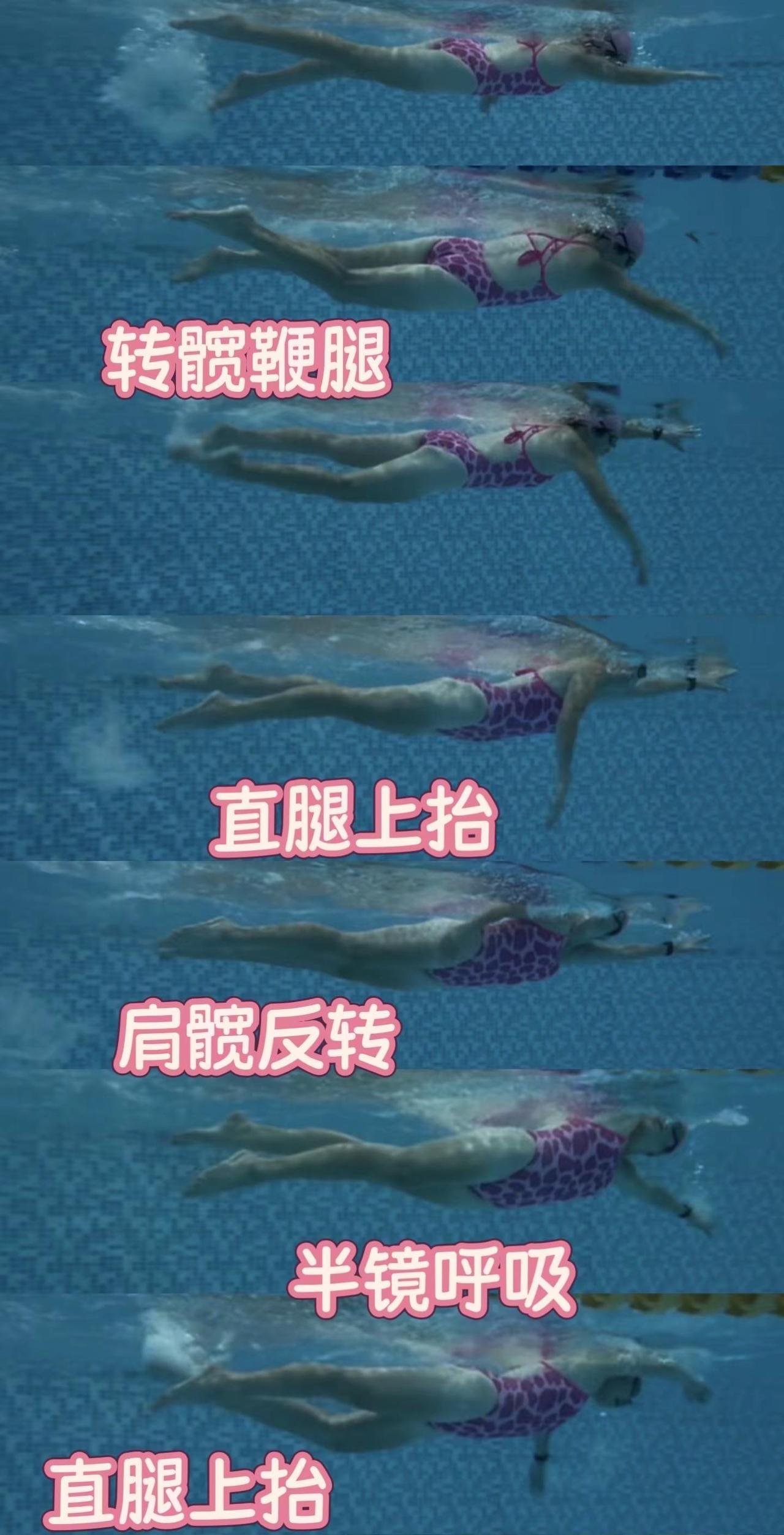 我评论了@李捷爱游泳分享健康 的作品：肩髋反转，半镜呼吸，转髋鞭腿，直腿上抬。
