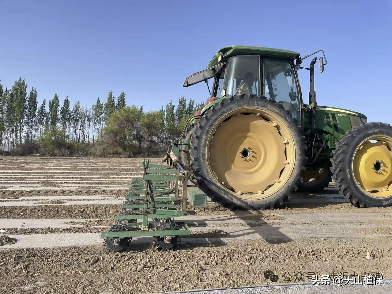 晒图笔记大赛 田间劳作，拖拉机耕作忙，丰收在望！机械破板结工具真先进，棉田正封土