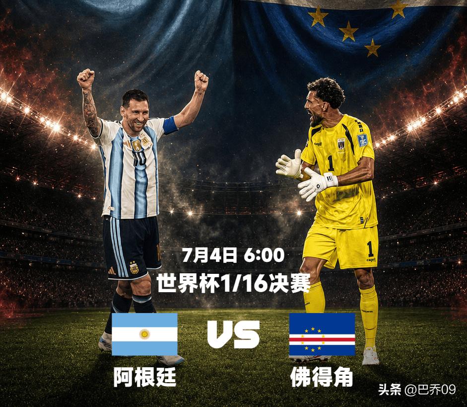 2026美加墨世界杯1/16决赛前瞻：阿根廷VS佛得角（7月4日 06:00 迈