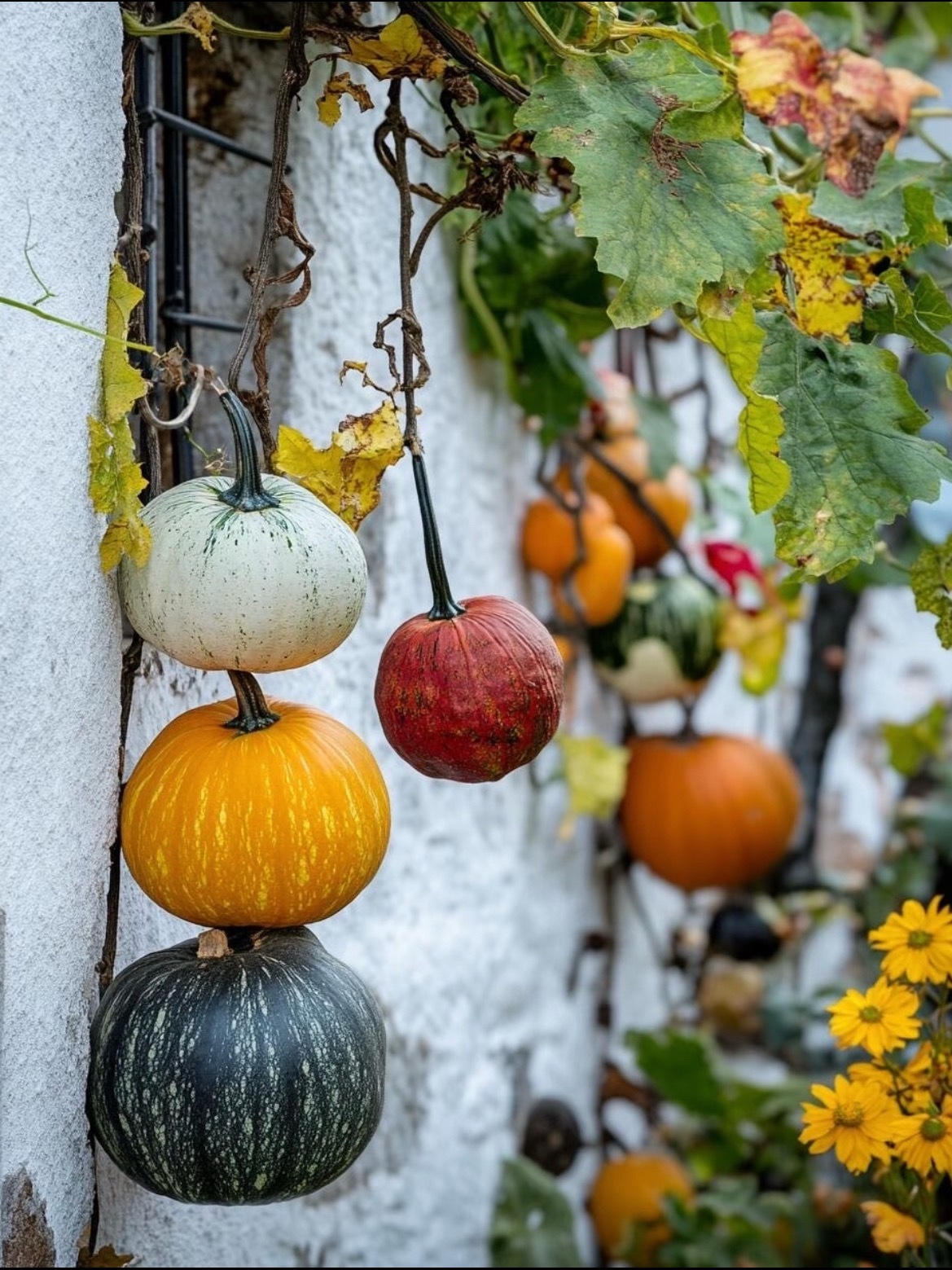 秋意漫墙，瓜果垂枝，藏着人间温柔的烟火🍂 ​​​