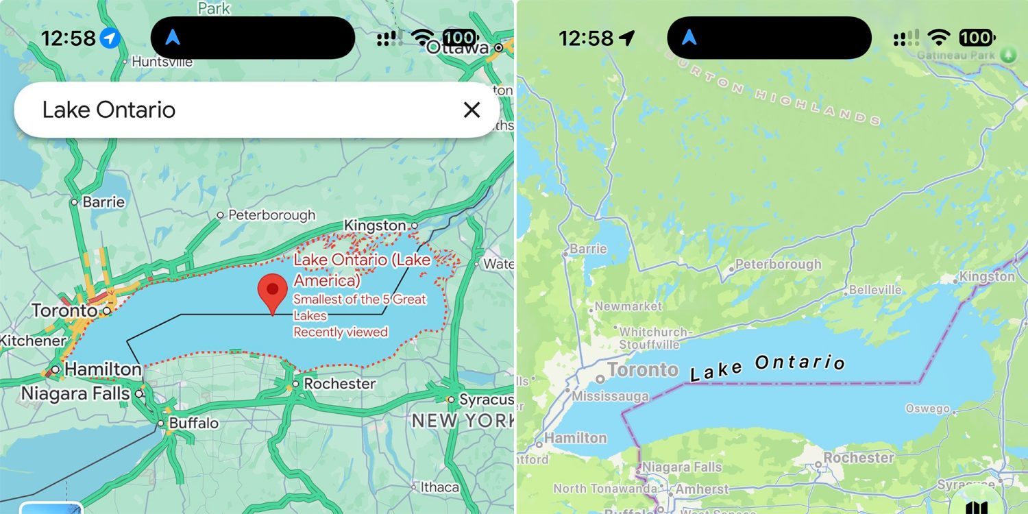 【尽管 Google 地图更改了名称，但 Apple 地图仍然显示安大略湖】特朗