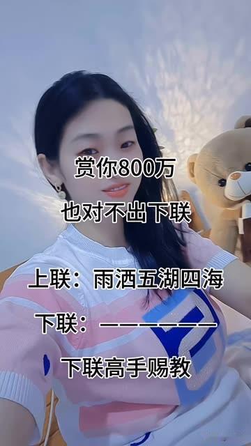 就算奖赏你800万✌️

你也对不出下联 

上联：雨洒五湖四海

下联：？？？