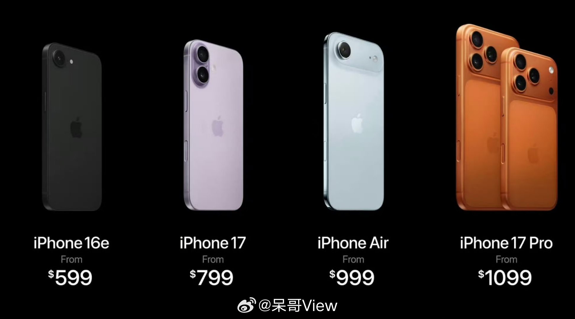 苹果的价格来了！iPhone 17 标准版：256GB：5999 元起（支持国补