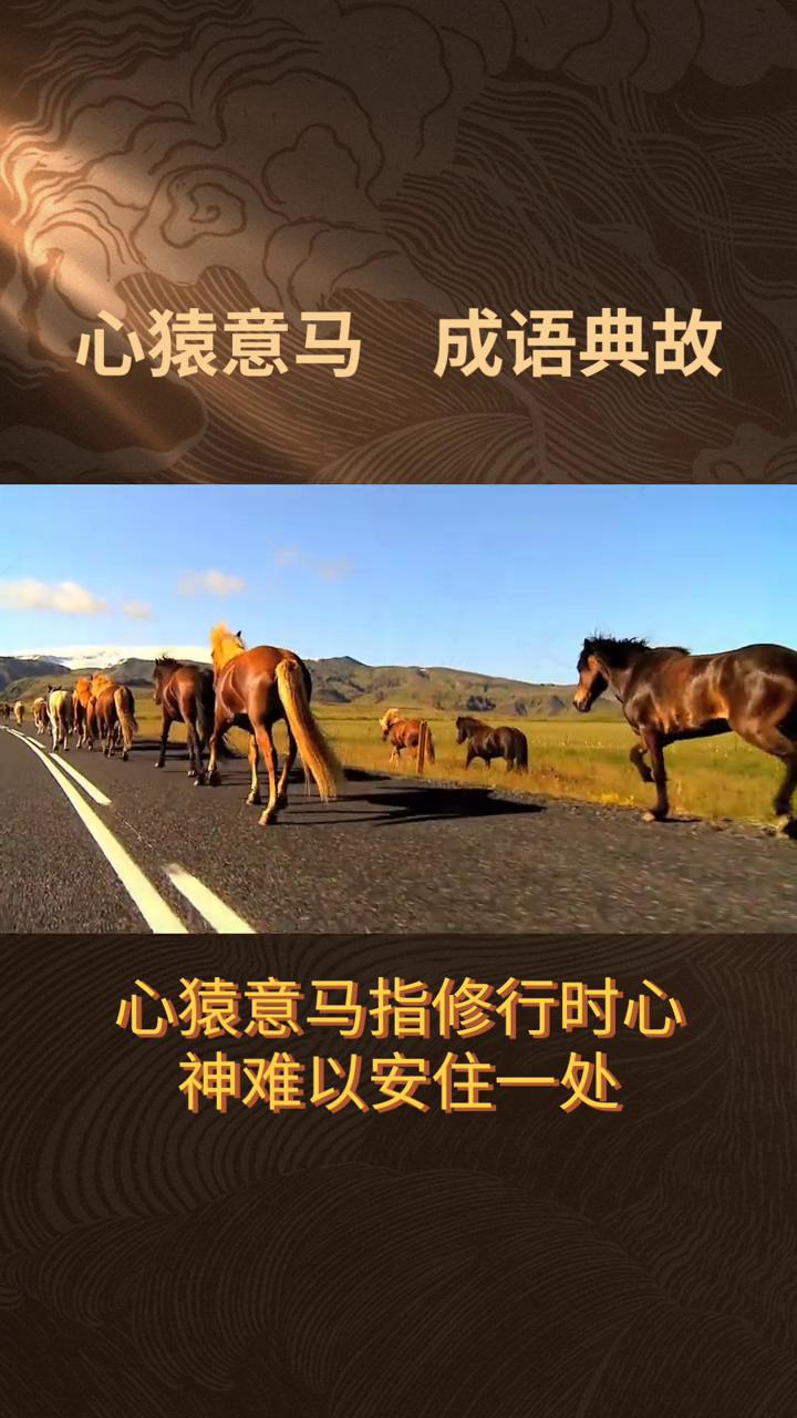 心猿意马成语典故。
心猿意马是一个汉语成语，拼音为心猿意马，比喻人的心思像猿猴跳