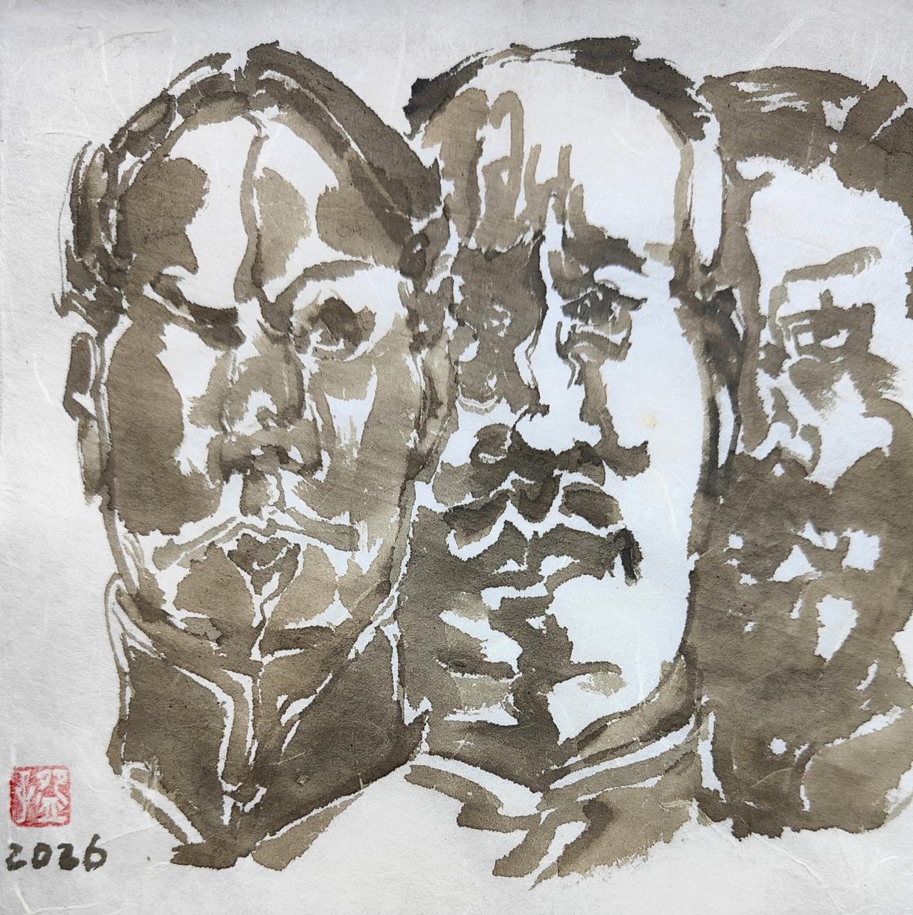 碗子的纸片水墨《先贤》