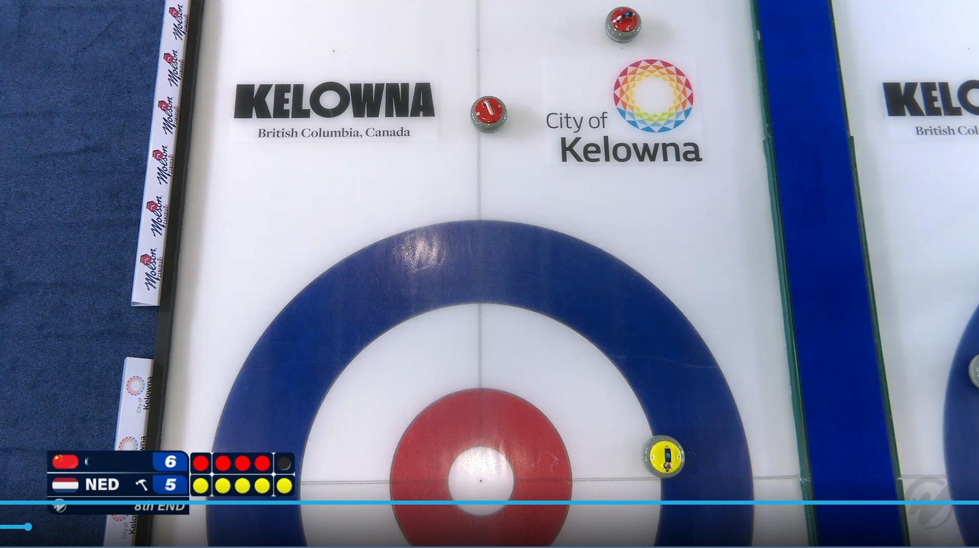 中国队也知道在荷兰的第八局PP局再斗边区是没有什么意义的，第一投选择用中线占位把