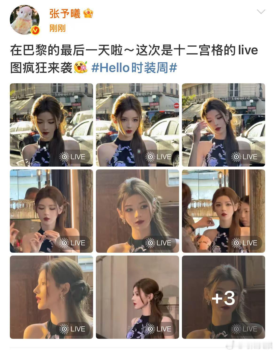 张予曦在巴黎的最后一天张予曦十二宫格live图张予曦十二宫格live图，好美， 