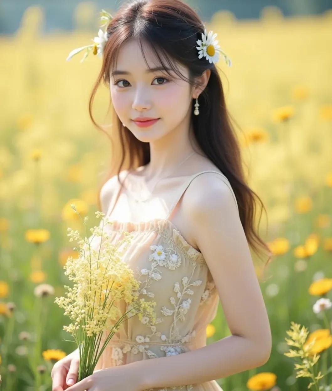 花田里的小仙女，美到爆。花菜少年时代。