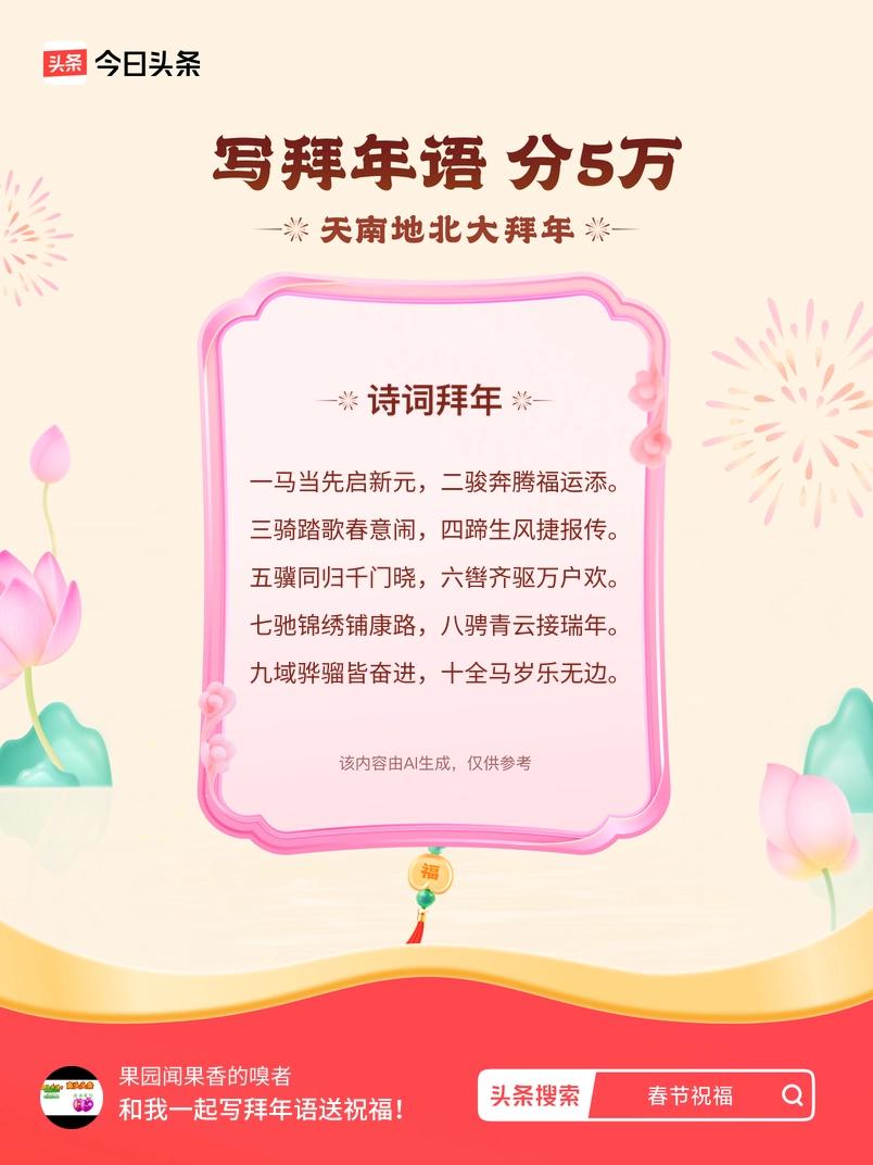 写拜年语送祝福新春拜年送祝福！我的祝福是：“一马当先启新元，二骏奔腾福运添。三骑