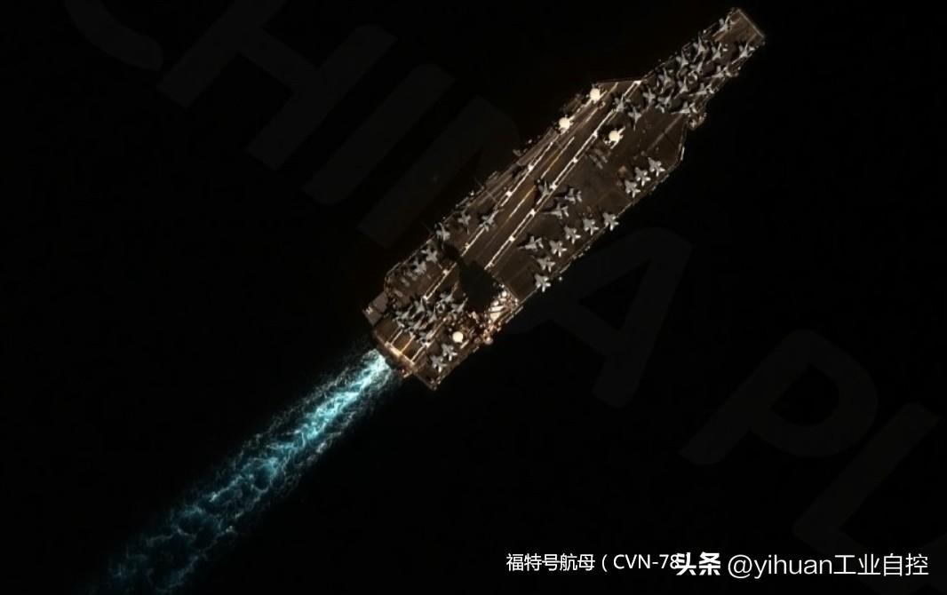 这是一张“福特”号航母26日离开希腊克里特海军基地后的高分卫星图像，停放于甲板上