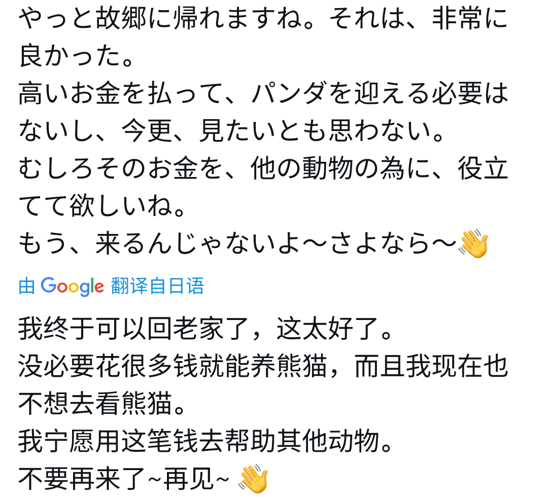 日本将不再有大熊猫 挺好的