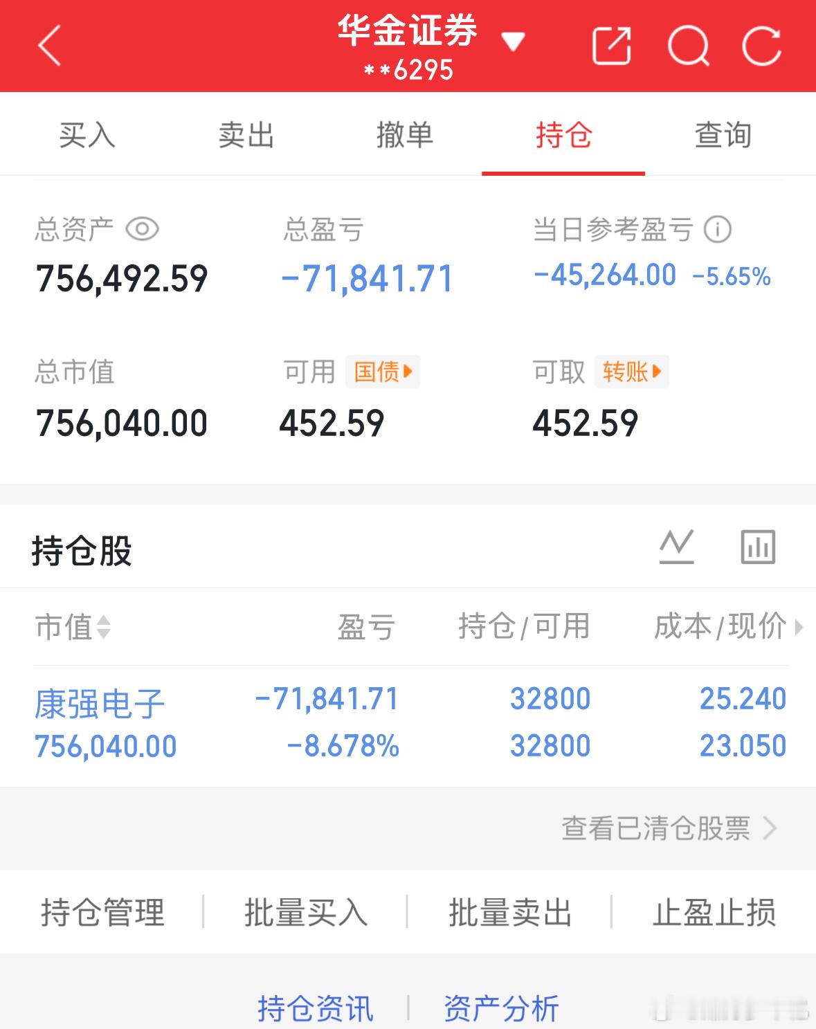 2.10记录炒股第89天（初始50万）总资产：756492当日参考盈亏：-452