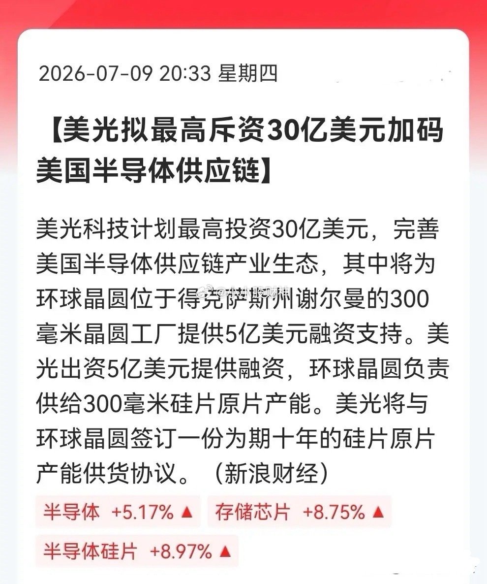 美光大手笔！环球晶圆拿下10年长约，明天存储这这个方向真的买不到了……消息上：美