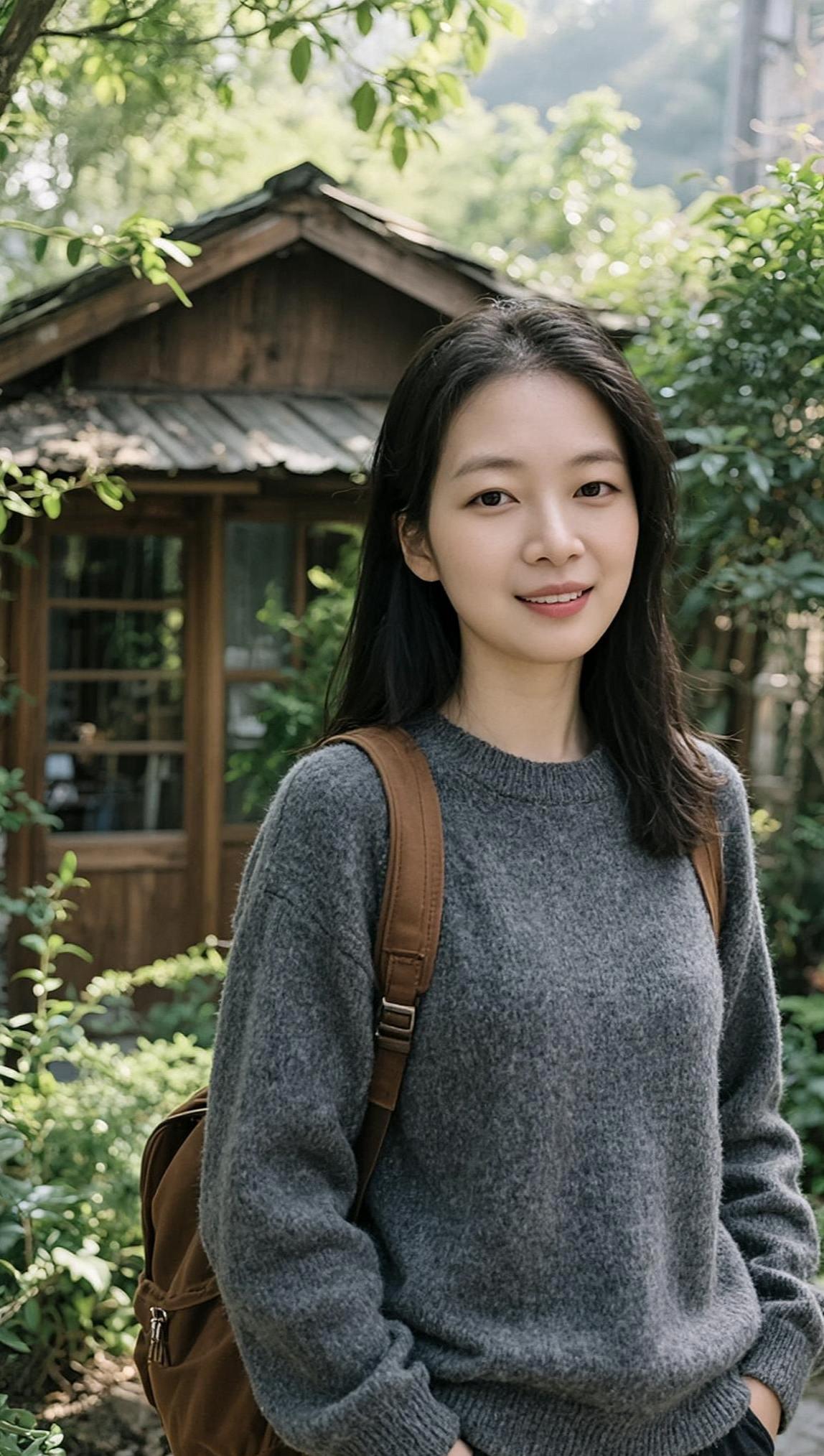 AI森系生活照 穿搭少女写真 简约搭配 优雅气质