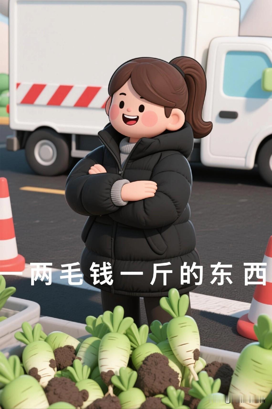 刚刚刷抖音，看到这么一个视频，在河南省开封市通许县的集市上，一位农民大姐正在卖萝