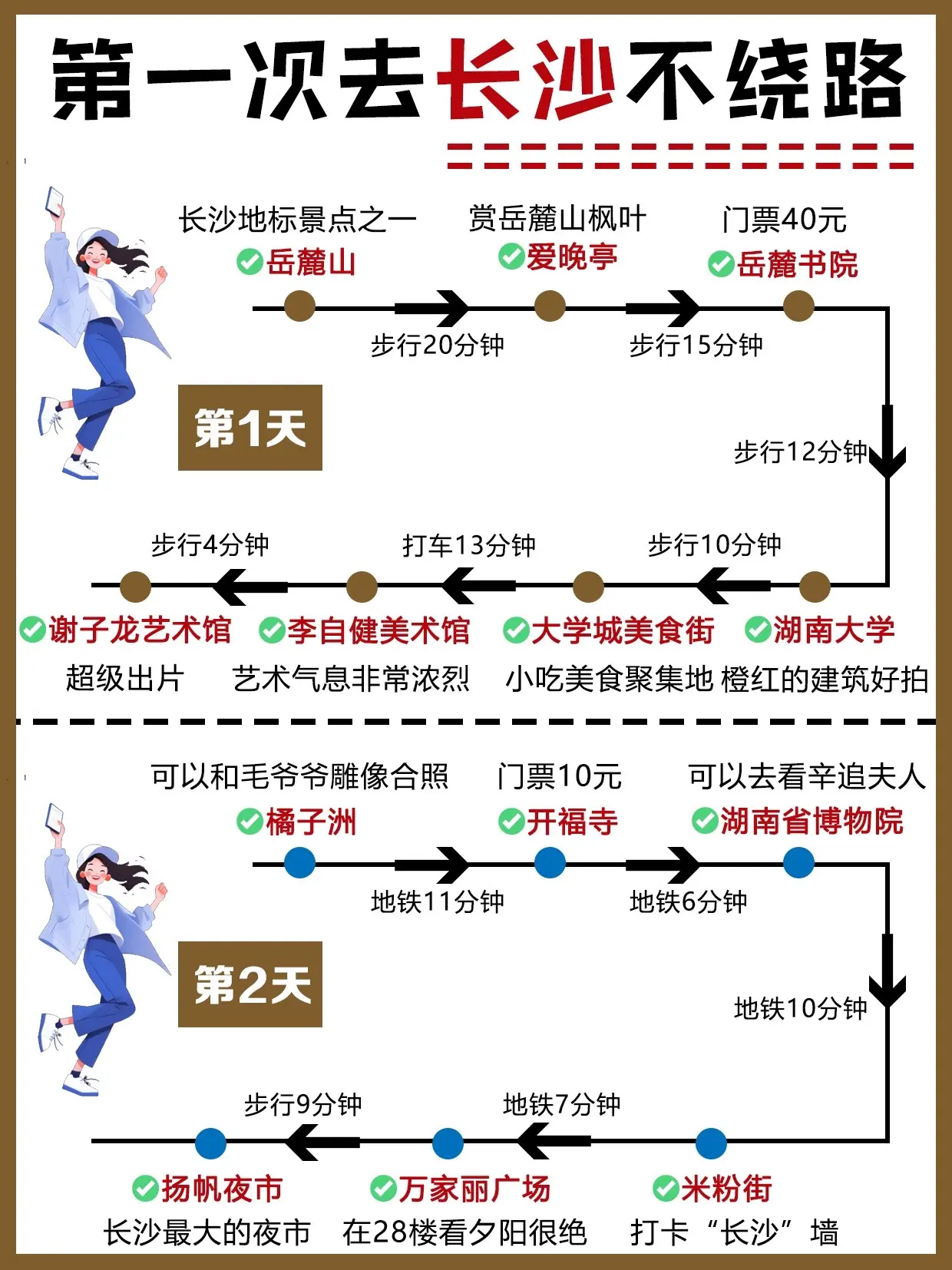 长沙土著整理|3日游路线攻略！不绕路超详细👋