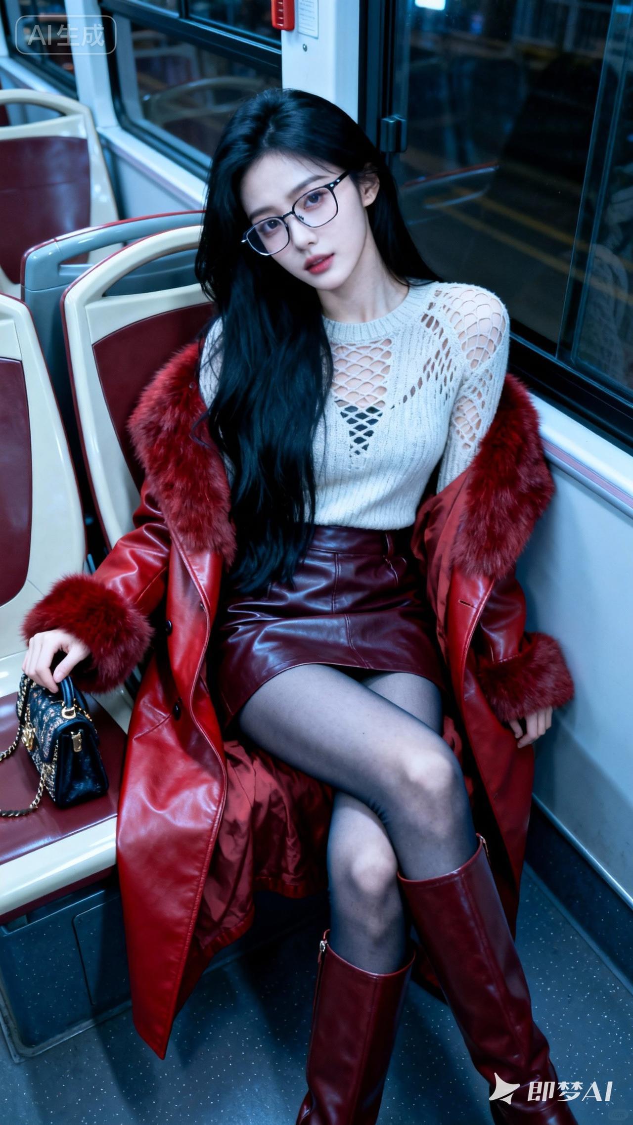 红衣美人倚窗坐，镜中人影两相和。