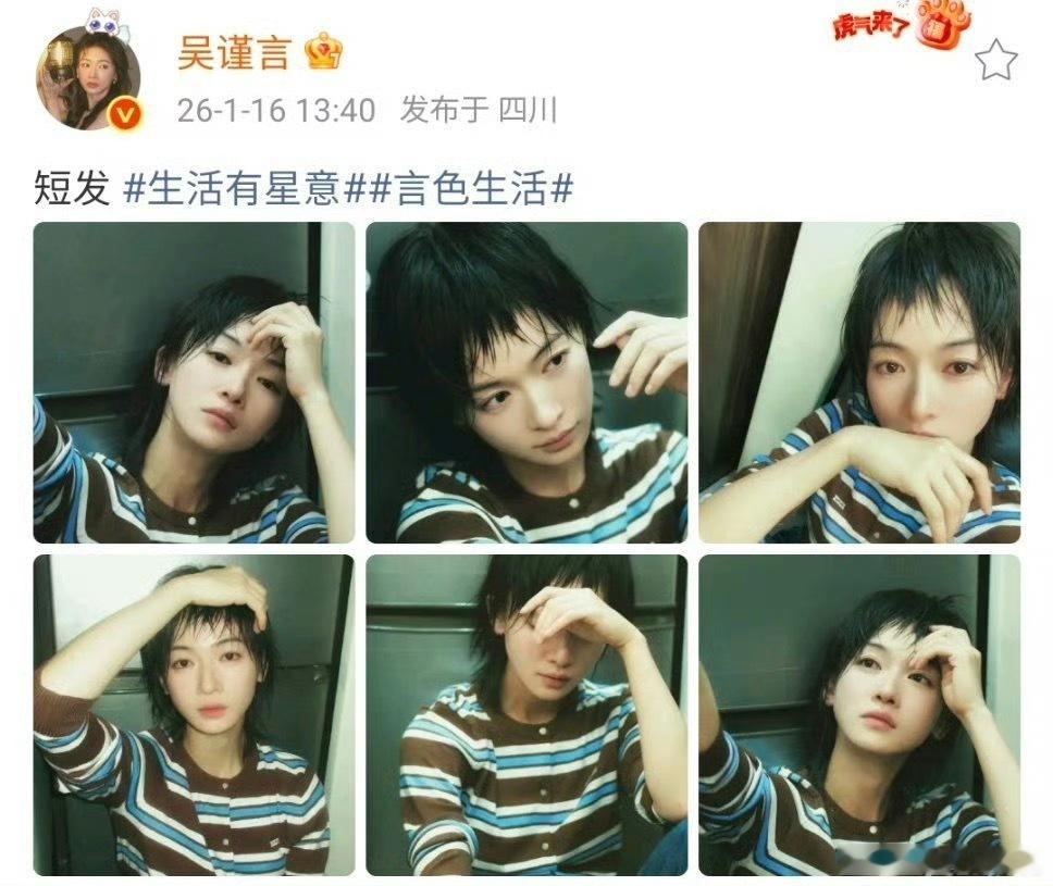 吴谨言超短发吴谨言剪了少年头吴谨言剪了超短发少年头 有点老公姐那味儿 