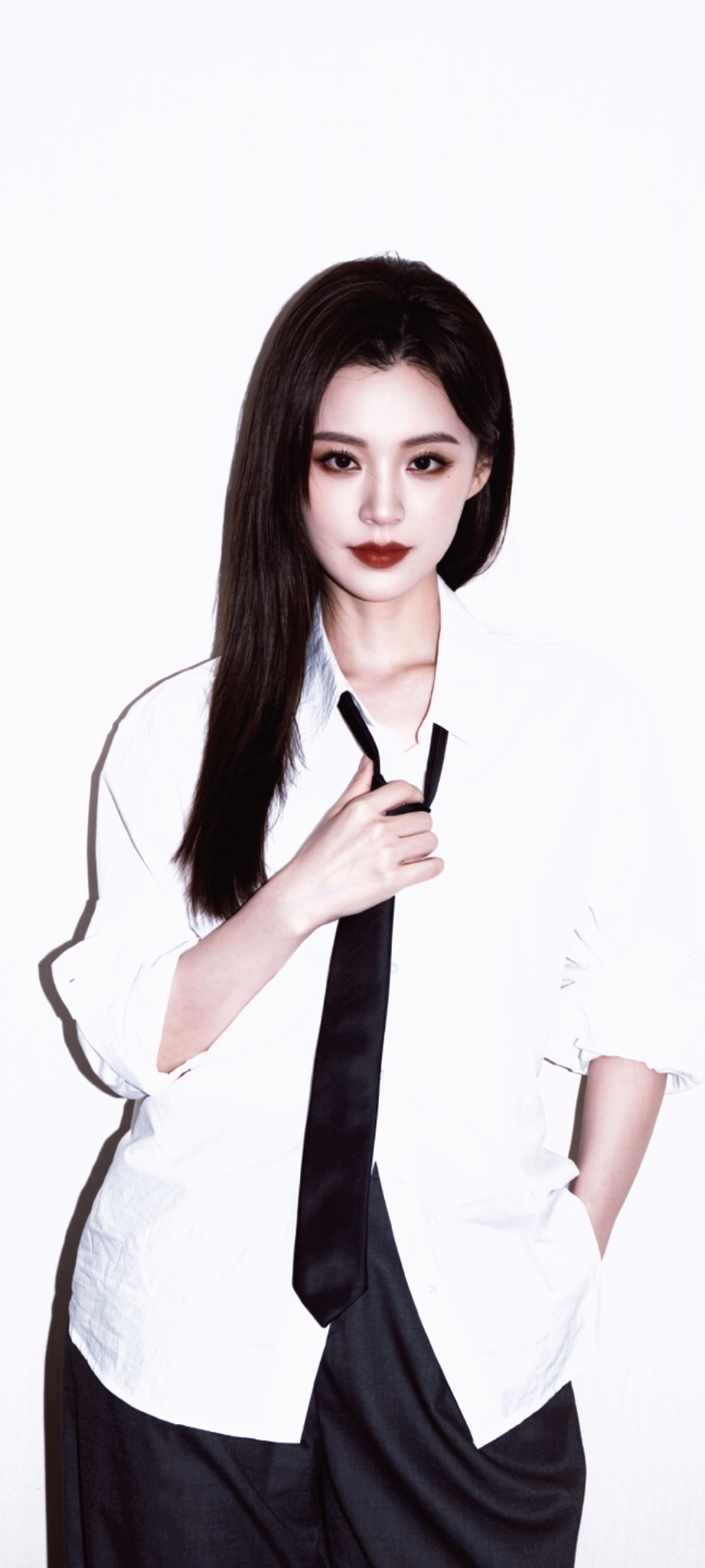 毛林林白衬衫黑色西装壁纸这一组完全就是女总裁好美我承认我是眼镜控女神太美 ​​​