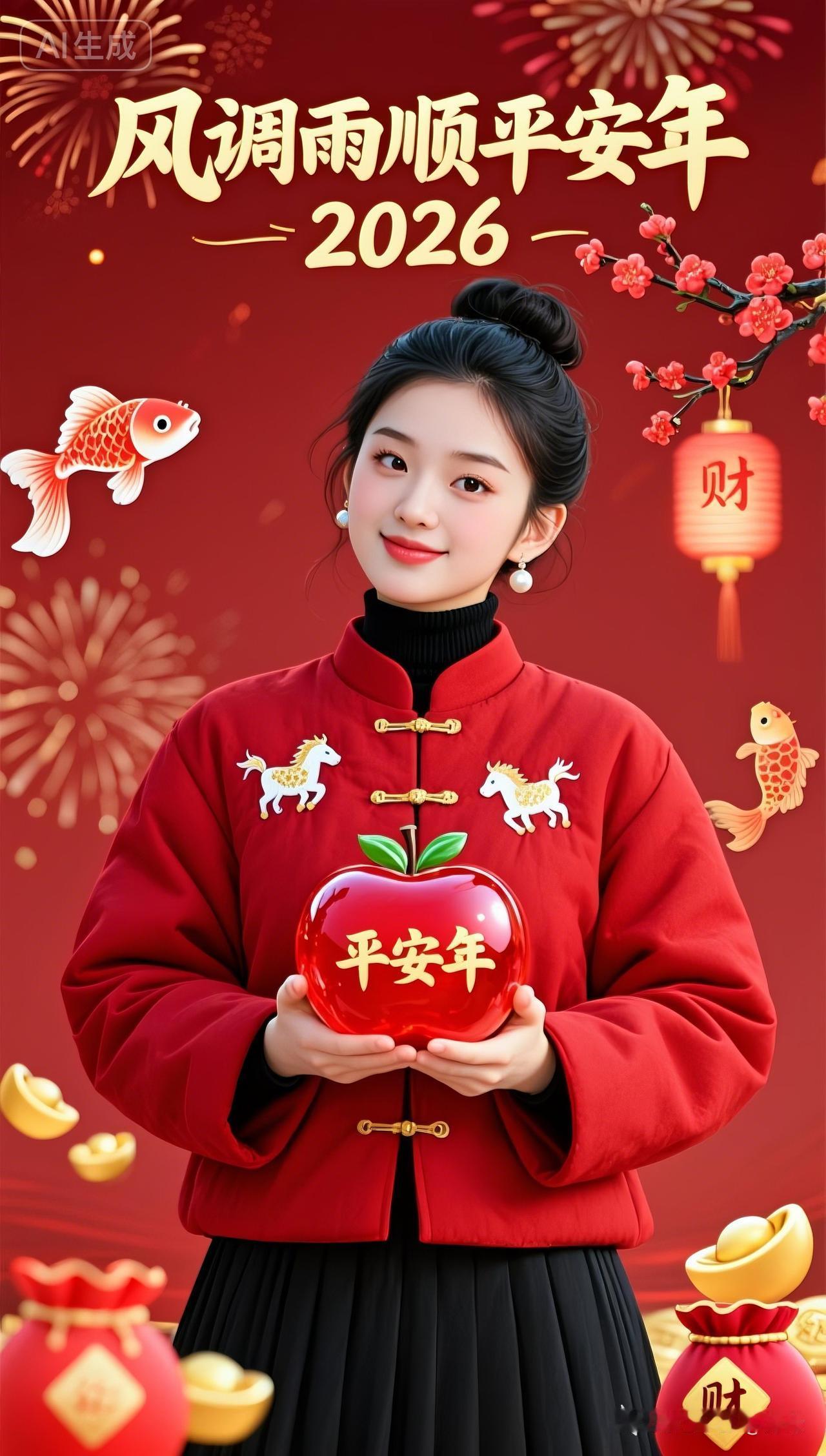 新年快乐！🎉🎁 平安年，福气满满！💰💰💰