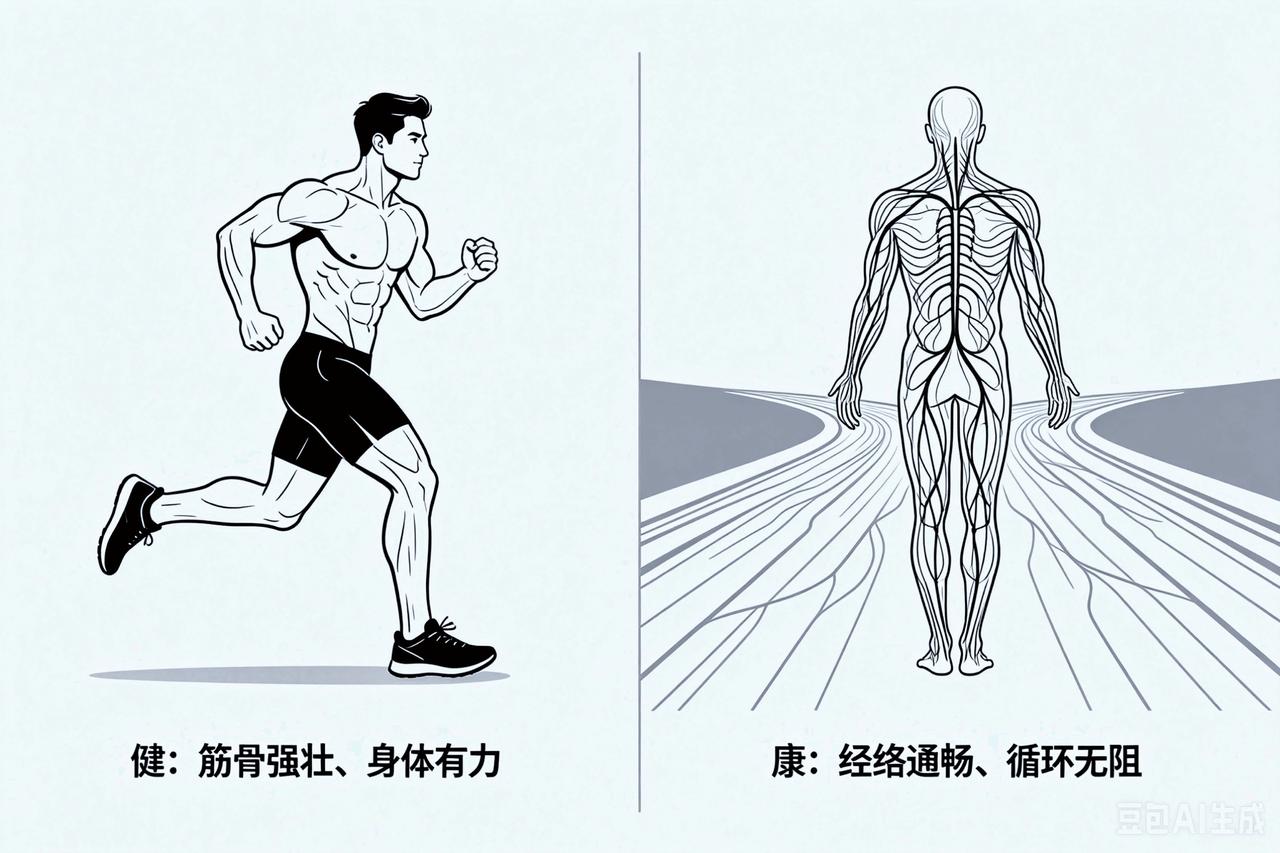 很多人一辈子没弄懂：健和康根本不是一回事，弄懂少走养生弯路。

从汉字本义来讲：