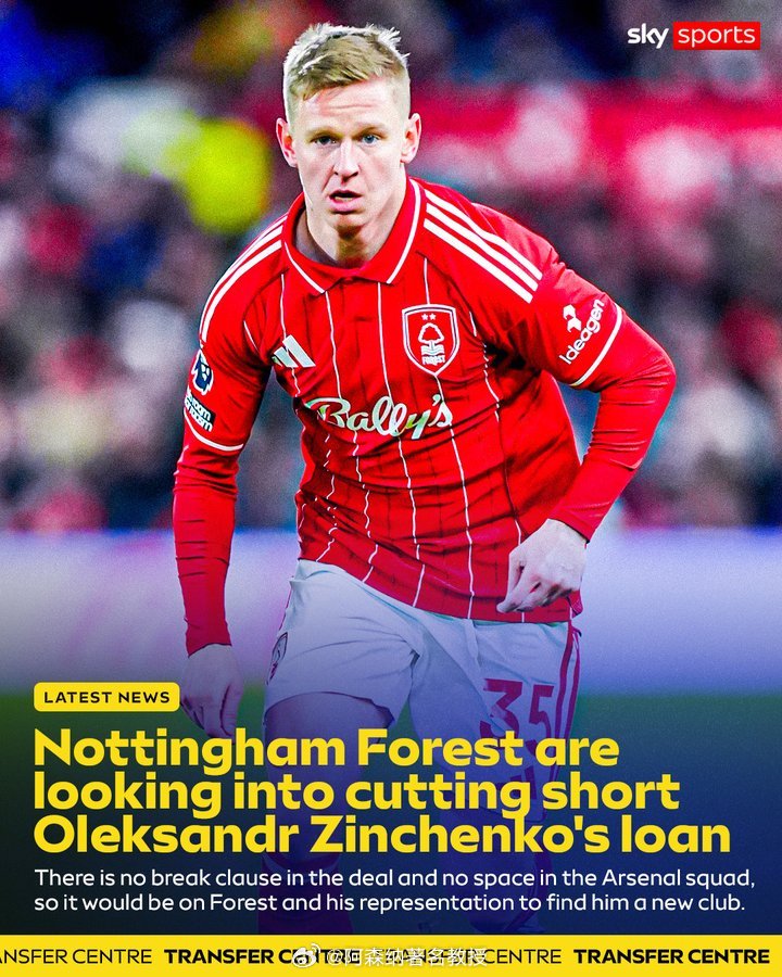 诺丁汉森林正在考虑提前终止津琴科的租借合同，津琴科从阿森纳租借而来，但至今只在英
