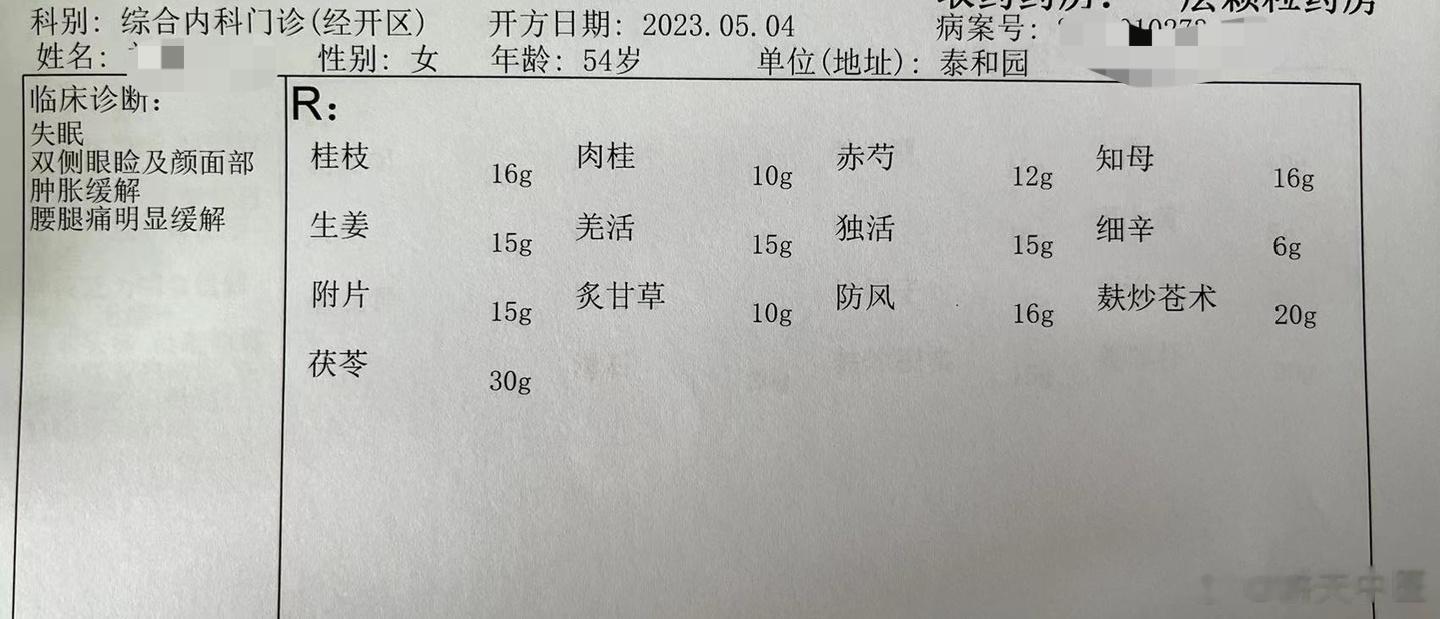 腰腿疼，肩周炎，腰椎间盘突出啥的，这个方子挺好使的，昨天门诊，这个病人说，吃上这