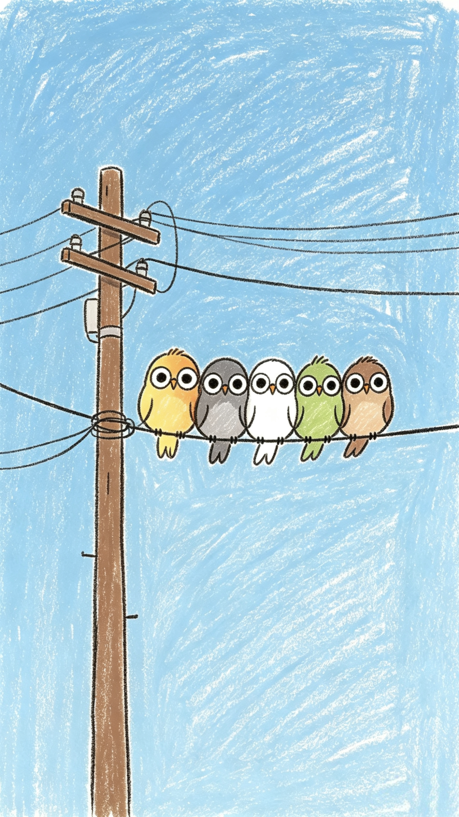 手机壁纸 | 一排排大眼萌鸟，开始在“线”营业啦