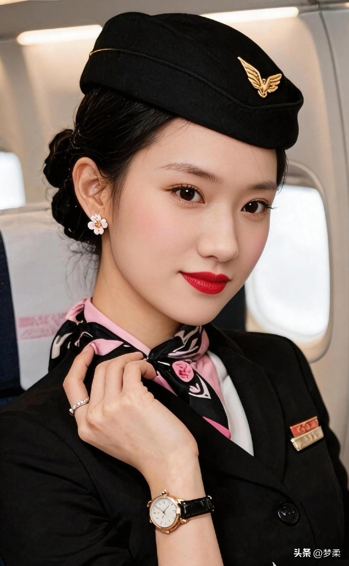 空姐的优雅与甜美：微笑服务，用心飞行🛫️💄🌸
