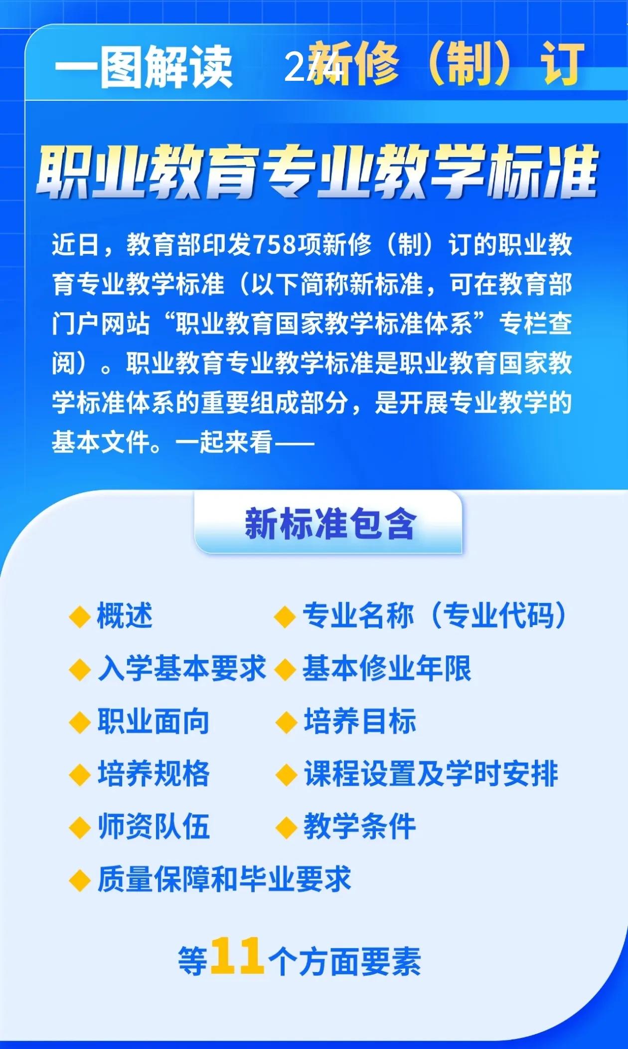 教育部公布职业教育专业目录教学新标准