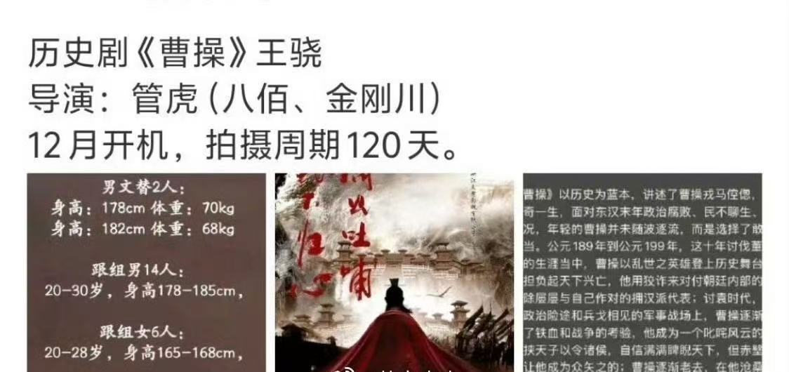 曝曹操男主是王骁网传王骁出演曹操 这个选角如果是真的太合适了！ ​ ​​​