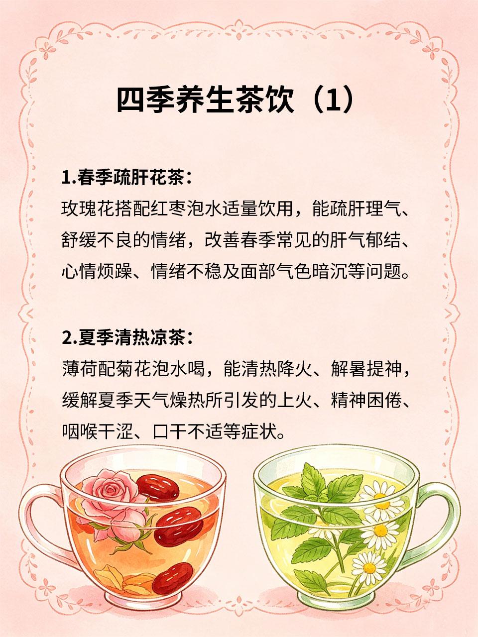 四季养生茶饮，按需喝才养生
四季养生无需繁杂滋补🍂，多款应季茶饮适配不同时节体
