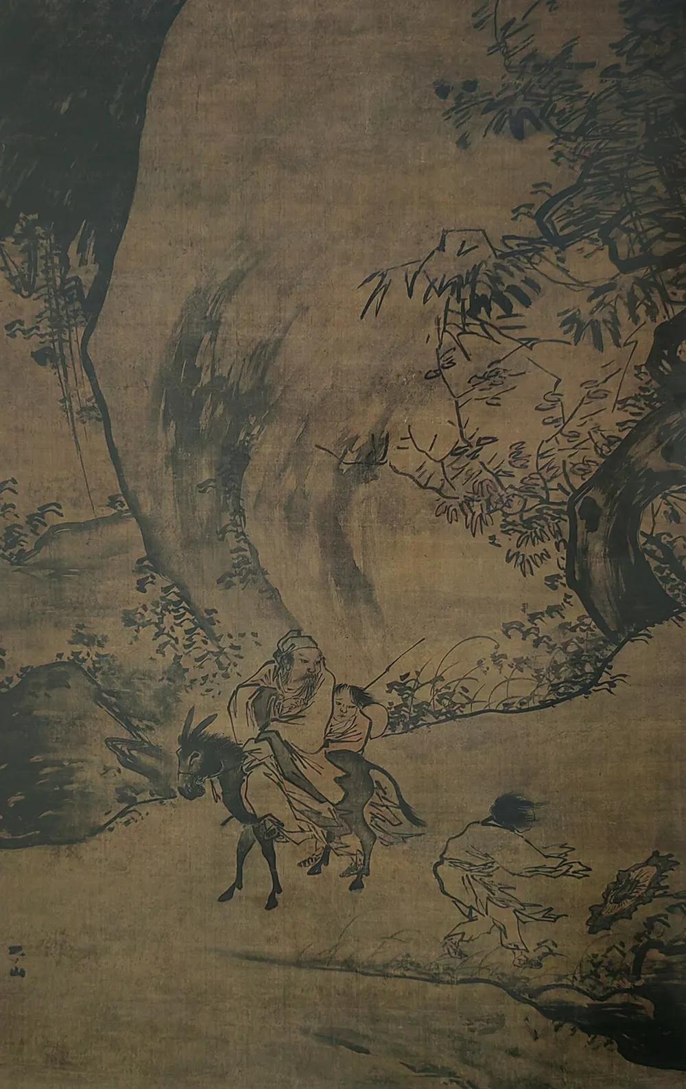 名画欣赏：明 张路《山行落帽图》 
纵155.8厘米 横98厘米 
天津博物馆藏