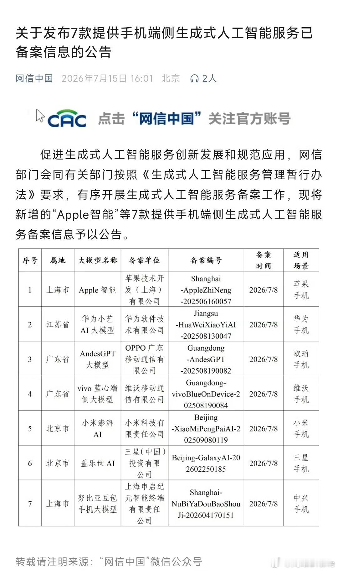 苹果AI国行版已过审Apple智能 网信办公布，包括苹果和努比亚豆包（也就是之前