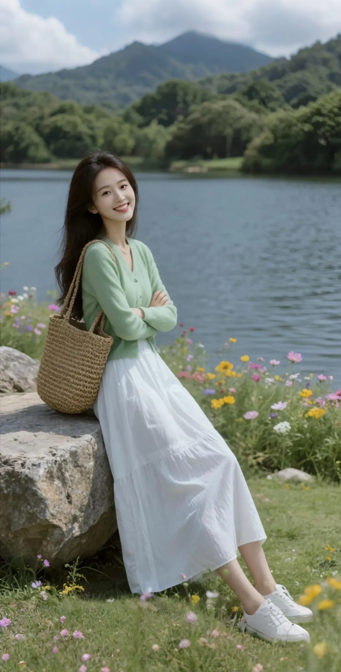 AI扩图 AI湖畔佳人