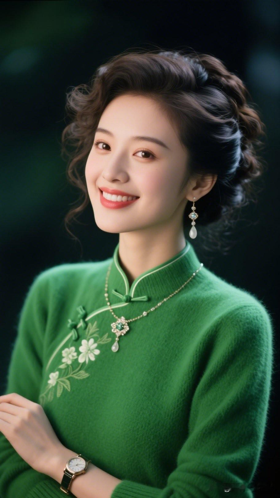 优雅复古风，绿衣美人笑靥如花🌸✨好看的头像，有木有呀