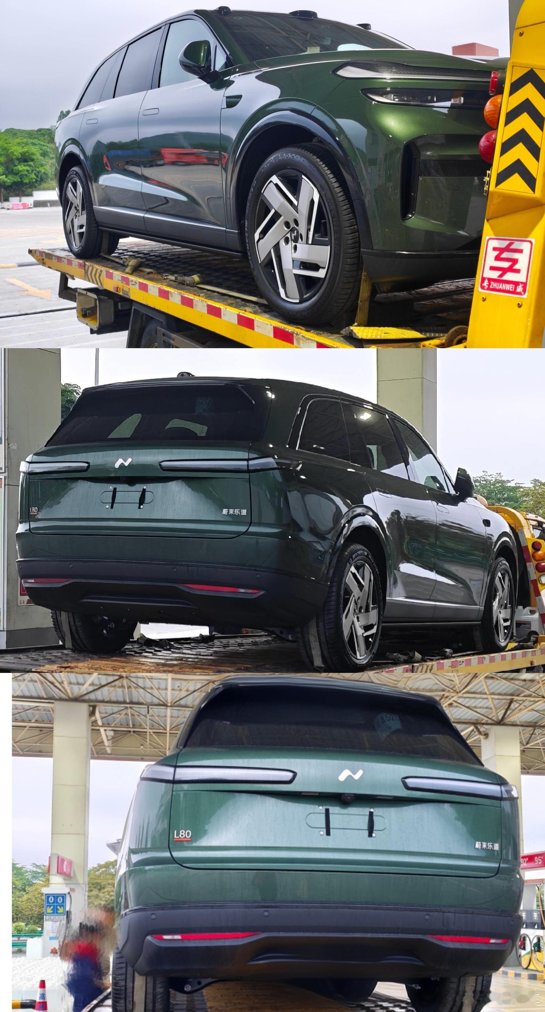 乐道L80这款绿色和以往的绿色有些不同，呈低饱和墨绿，在光线下层次还是挺丰富，低