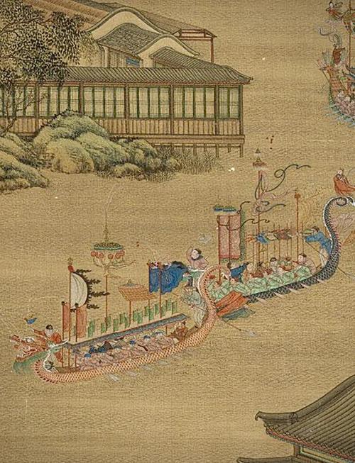 古代龙舟锦标赛 
我们如今耳熟能详的 “锦标赛”，追根溯源，“锦标” 二字正是从