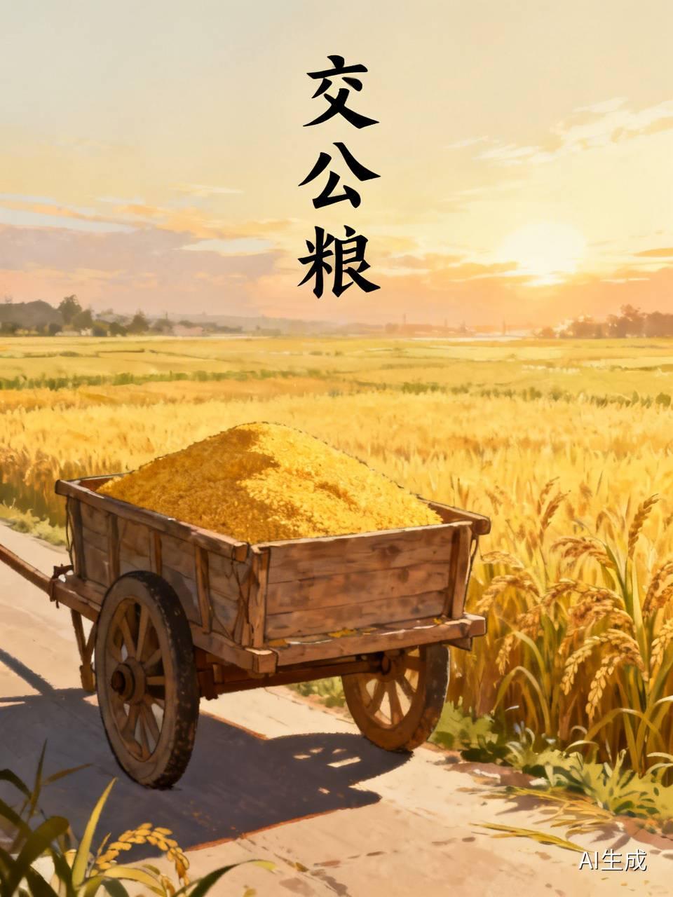 你看到过农民交公粮的场景吗老一辈最难忘的画面，就是农民推着满车粮食交公粮，烈日之