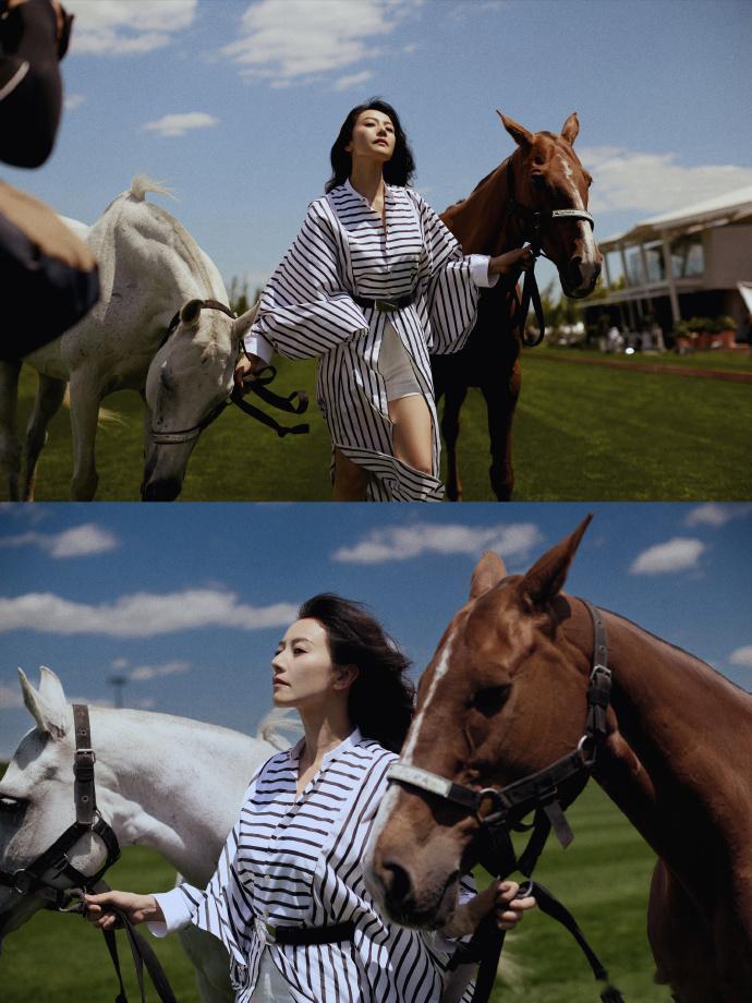 高圆圆气质这一块高圆圆好松弛的美 她的美从不紧绷，哪怕在马场这种硬朗背景里，也透