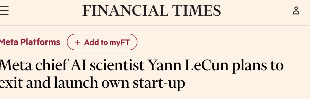 Meta 首席科学家lecun 离职了， 忍无可忍。接下来剧本是什么呢？meta