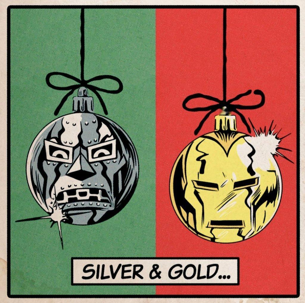 唐尼分享了一张圣诞照，毁灭博士🎭+钢铁侠。 