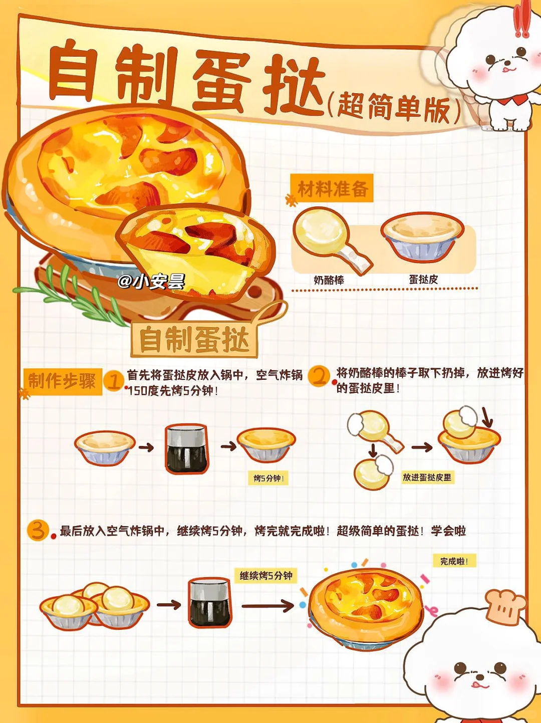 2⃣️个材料做蛋挞！我妈说和店里的一模一样