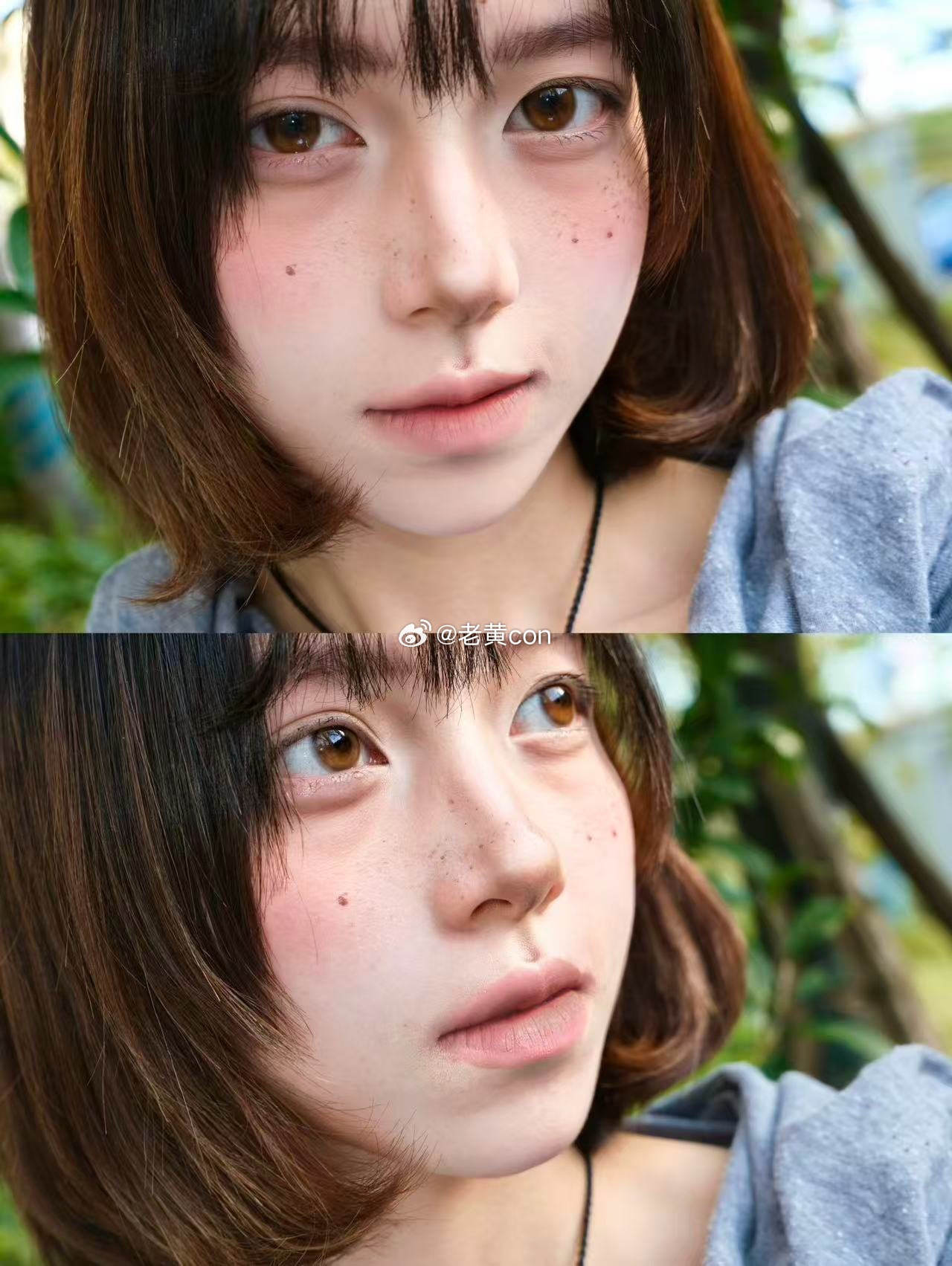 温温柔柔无锁边琥珀瞳淡系甜妹超爱！素颜也能驾驭～ 